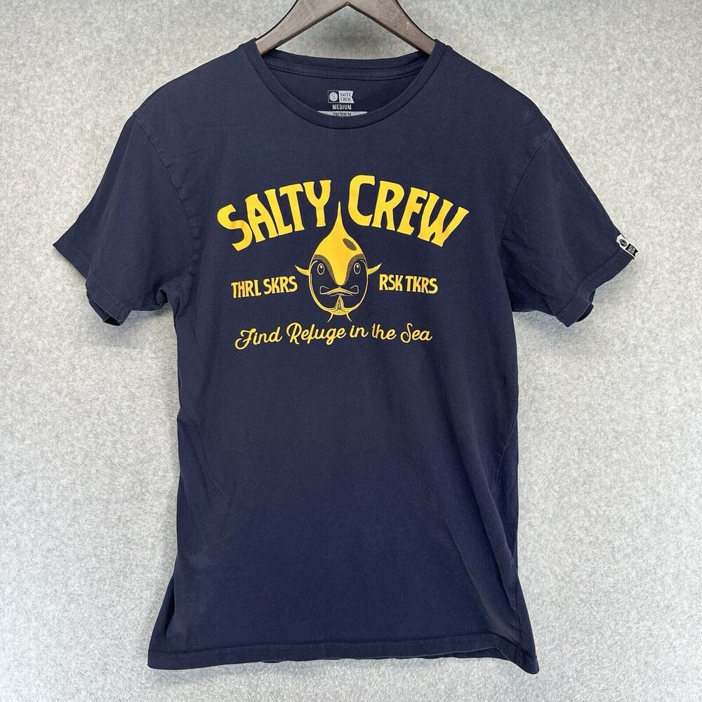 Salty Crew Mens T-Shirt Medium Premium Navy Blue Short Sleeve Thrl Skrs Rsk Tkrs